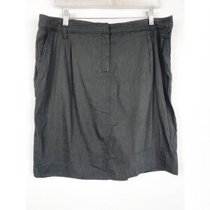 Eileen Fisher Womens Stretch Linen Pencil Skirt 14 Grey Minimalist Summer Mature